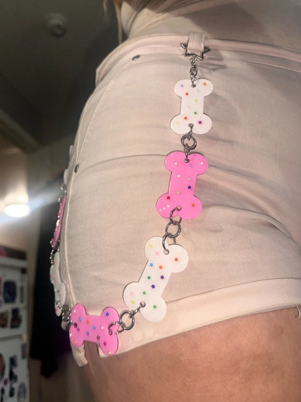 Pink & White Bone-Link Decorative Belt